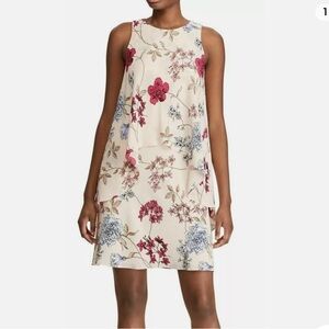 Ralph Lauren Rose Pink Floral-Print Pop-over Sleeveless Crepe Dress *brand new